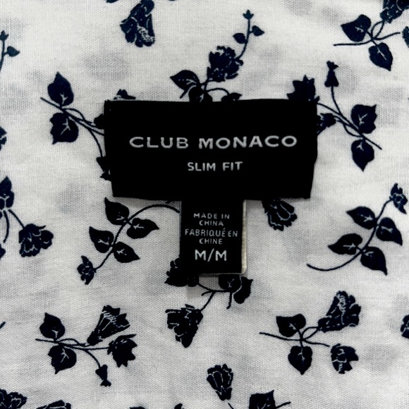 Club Monaco Navy Blue Floral Print White Long Sleeve Button Up. Slim Fit Med - Picture 8 of 12